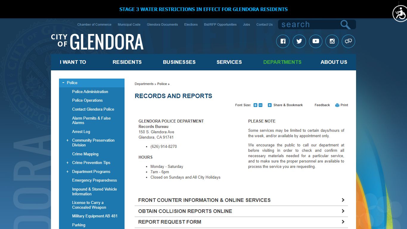 Records and Reports | City of Glendora